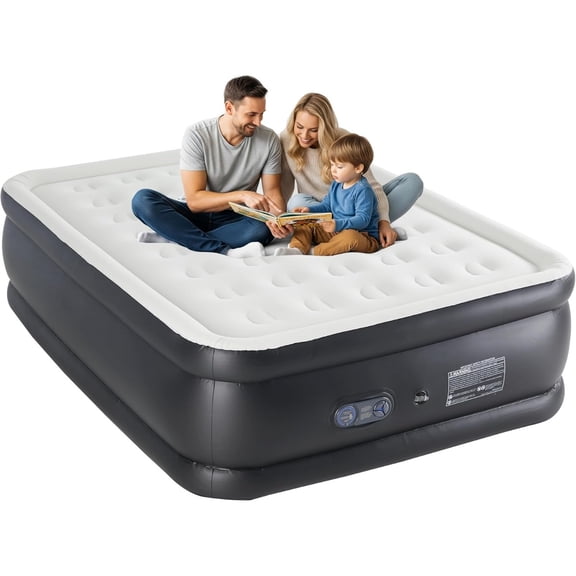 Camping Air Mattress with Built-in Electric High-Speed Pump, 22" Tall Portable Foldable Waterproof Inflatable Camping Airbed with Carrying Bag for Travel & Home Guests