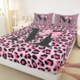 thumbnail image 4 of Manfei Pink Leopard Print Bow Letter M Bed Sheets for Girls, Cute Initial Bows King Sheets, 4 Pieces, 4 of 5