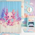 thumbnail image 2 of Manfei 3D Print Axolotl Shower Curtain 72Wx72L,Watercolor Animals Pattern Bathroom Curtain, 2 of 5