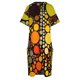 thumbnail image 4 of Vestido holgado de verano para mujer traje moderno con bolsillos círculos de mediados de siglo marrón verde y naranja años 1980, 4 of 6