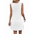 thumbnail image 4 of Women's Sleeveless Bodycon Slim Fit Pockets Mini Crew Neck Club Dresses Dress for Party Summer White S, 4 of 8