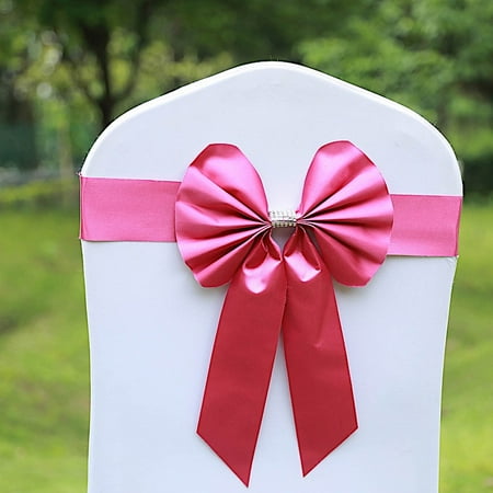 Satin Chair Sash - BalsaCircle 5 pcs Reversible Satin and Faux Leather Bow Tie Chair Sashes with Buckles - Wedding Party Reception Event Decorations