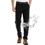 Mens Waterproof Hiking Pants, Outdoor Snow Ski Fishing Fleece Lined Insulated Soft Shell Winter Pants