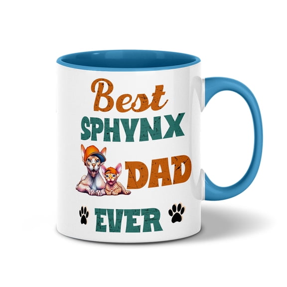 Best Sphynx Dad Ever Happy Father's Day 11oz Accent Two-tone Mug Cat Lover Kitten Owner Gifts Idea Coffee Tea Cup - 02006
