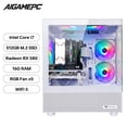 thumbnail image 3 of AIGAMEPC Gaming PC Desktop Computer, Intel Core i7 up to 4.0GHz, Radeon RX 580 8G, 16G RAM, 512GB M.2 SSD, BX3 550W 80PLUS Bronze PSU, WiFi 5, RGB Fan x5, Windows 11 Home, White Towers PC, 3 of 8