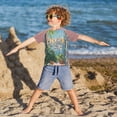 thumbnail image 3 of FORMRS Boys Rash Guard Short Sleeves Swim Shirt Quick Dry UPF 50+ Sun Protection, Sizes 3-12T, Blue Sea Boat, 3 of 6