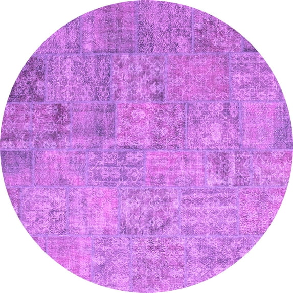 Ahgly Company Indoor Round Patchwork Pink Transitional Area Rugs, 3' Round