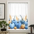 thumbnail image 4 of Blue Pumpkin Fall Semi Sheer Curtains Drapes for Living Room, Bedroom, French Doors Window 54 Inches Long, Thanksgiving Botanical Autumn Rod Pocket Chiffon Curtain Drapery Voile Draperies Panel, 4 of 6