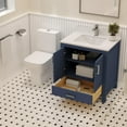 thumbnail image 5 of Ayna Decors Rooh 30 in Navy Blue Bathroom Vanity Set with White Quartz Countertop, Brass Faucet, & 30 in Matching Mirror | Pop-Up Drain & P-Trap Included | Brushed Nickel Hardware | AVR30NB3122, 5 of 10