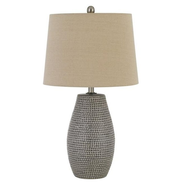 Benjara BM233309 Lampe de Table en Céramique Forme Cloutée avec Détails Texturés, Gris - Ensemble de 2
