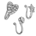 thumbnail image 2 of Anillos de nariz de flor Yuyangstore 3 piezas cristalina plata, 2 of 8