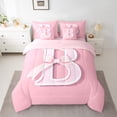 thumbnail image 2 of Manfei Kids Personalized Initial B 7pcs King Bedding Set - Kawaii Pink Bow Princess, 2 of 7