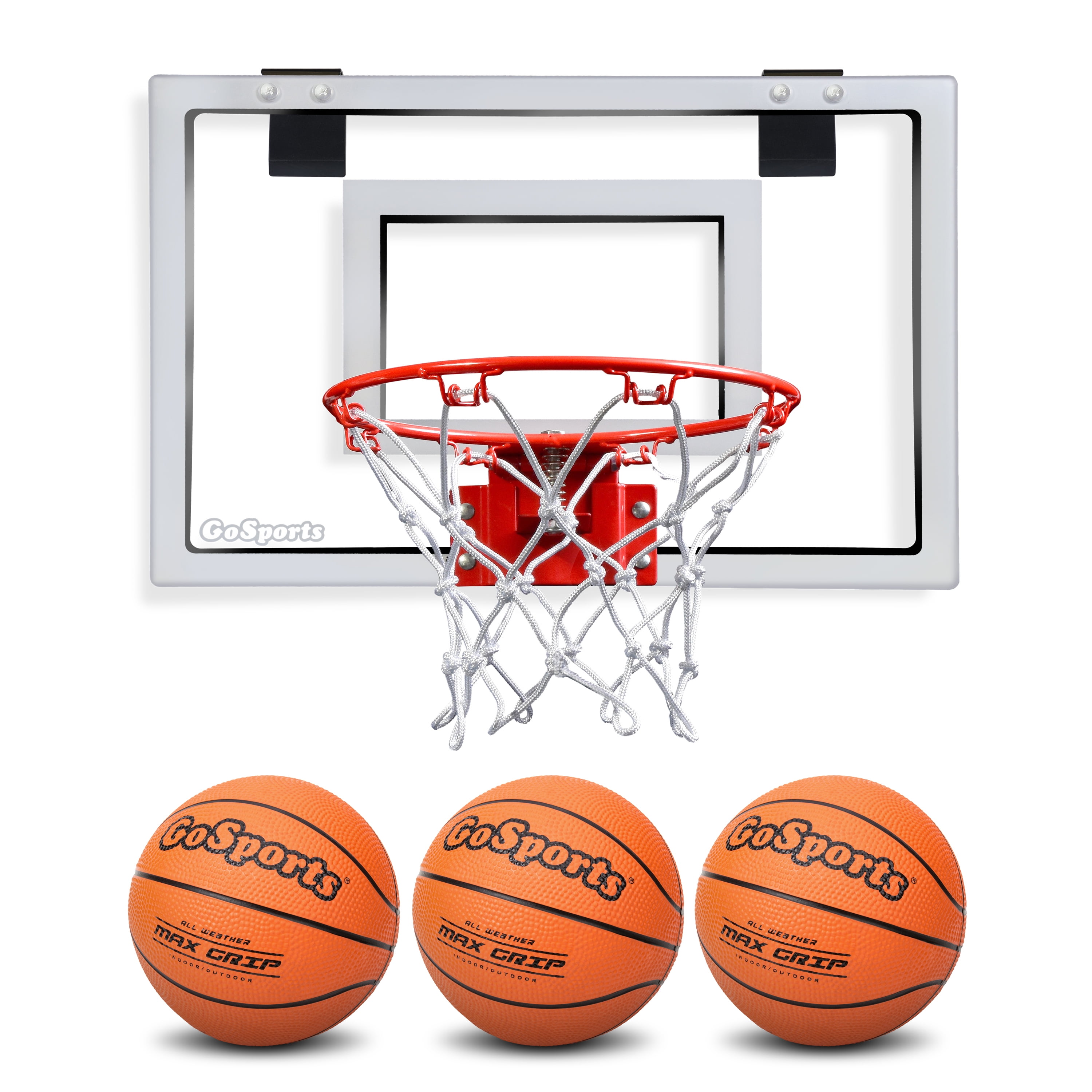 GoSports Mounted Basketball System Door Hoop with 3 Premium Basketballs