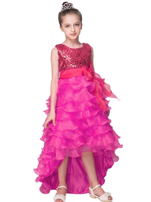Children Kids Girls Sleeveless Fancy Wedding Bridesmaid Gown Formal Dresses 