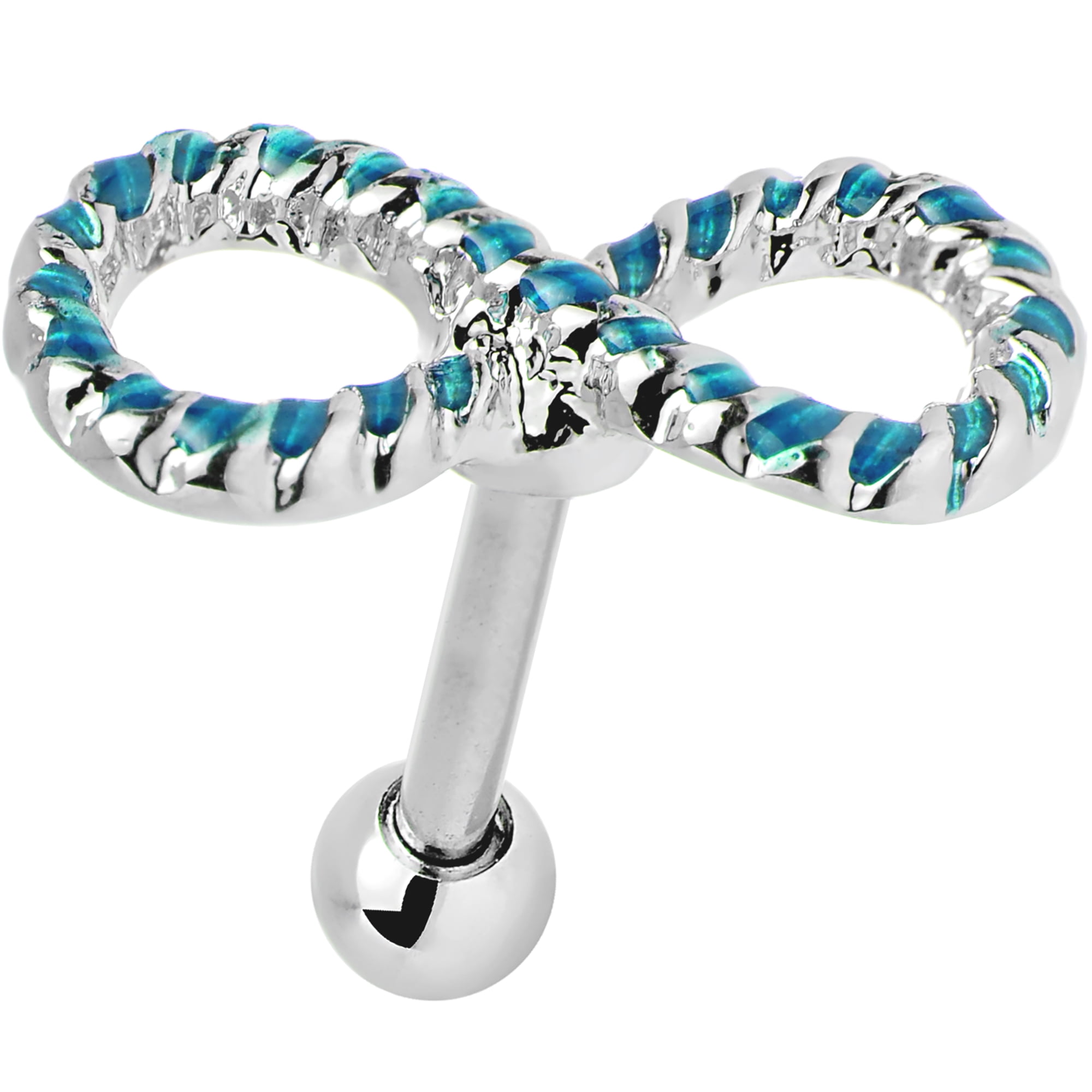 Body Candy Stainless Steel Barbell Light Blue Roped Infinity Cartilage