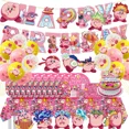 thumbnail image 2 of Lindo Kirby superestrella fiesta desechable pancarta vajilla colgante bandera Kirby superestrella globos set decoración de pastel de cumpleaños, 2 of 5