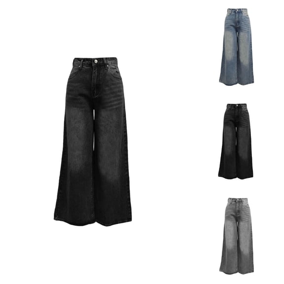 Wide Leg Jeans Woman 2026 Trendy Washed Blue Casual Loose Extra Long Flowy Denim Pants Jean Trousers Streetwear