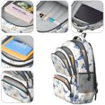 thumbnail image 4 of Butterfly and Blue Beige Pattern Backpack for School, Cute School Bag with Adjustable Shoulder Straps and Padded Back, 16.9"x12.6"x5.9", 4 of 5
