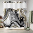 thumbnail image 6 of No Hook Shower Curtain with Built-in Rings - Black and White Marble Washable Waterproof Fabric Bathroom Curtains for Hotel,Rentals, 72 X 72 Inch Long , Abstract Golden Lines, 6 of 9