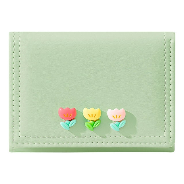 Women Wallet Fashionable New Pattern Flower Decoration Fresh And Practical Buckle Strap Card Wallet Step Dad Wallet