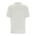 thumbnail image 5 of YLSDY Mens Button Collared Shirts Short Sleeve Casual Color Block Golf T Shirt Stylish Contrast Colors Button Lapel Collar Cotton Tops White M, 5 of 6