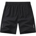 thumbnail image 3 of Domuza Mens Athletic Shorts Running Shorts Quick Dry Workout Shorts Lightweight Gym Basketball Shorts Zipper Pockets Black XL, 3 of 4