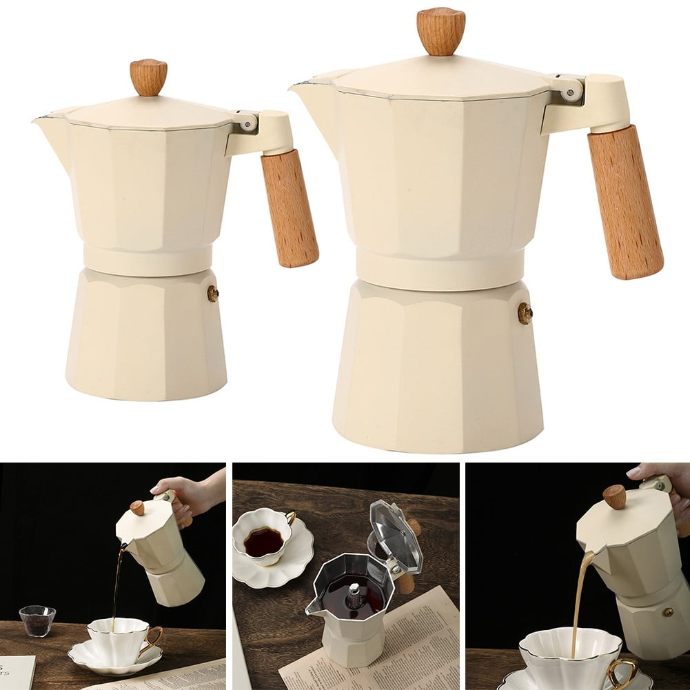 GYZEE Moka Pot Stovetop Espresso Maker 3/6 Cup Coffee Maker With Solid Wood  Handle, 6 Cups