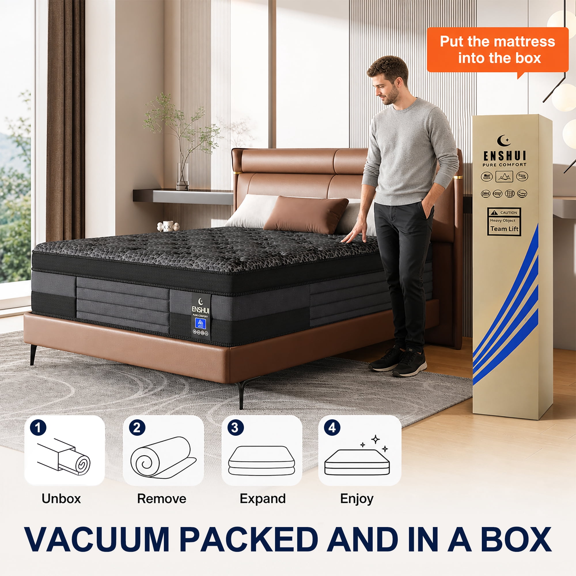 14 inch Twin Mattress,Memory Foam Hybrid Twin Mattress in a Box with Pocket Springs, Pressure Relief & Motion Isolation, CertiPUR-US Certified, Medium Firm