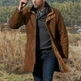 thumbnail image 5 of WTOBBY Men's Long Work Jacket with Button Pockets, Solid Color Casual Coat, Loose Fit Durable Outerwear for Outdoor and Everyday Practical Use,Brown L, 5 of 6
