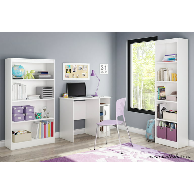  South Shore Axess Small Desk and 4-Shelf Bookcase Set in Pure  Black : Home & Kitchen