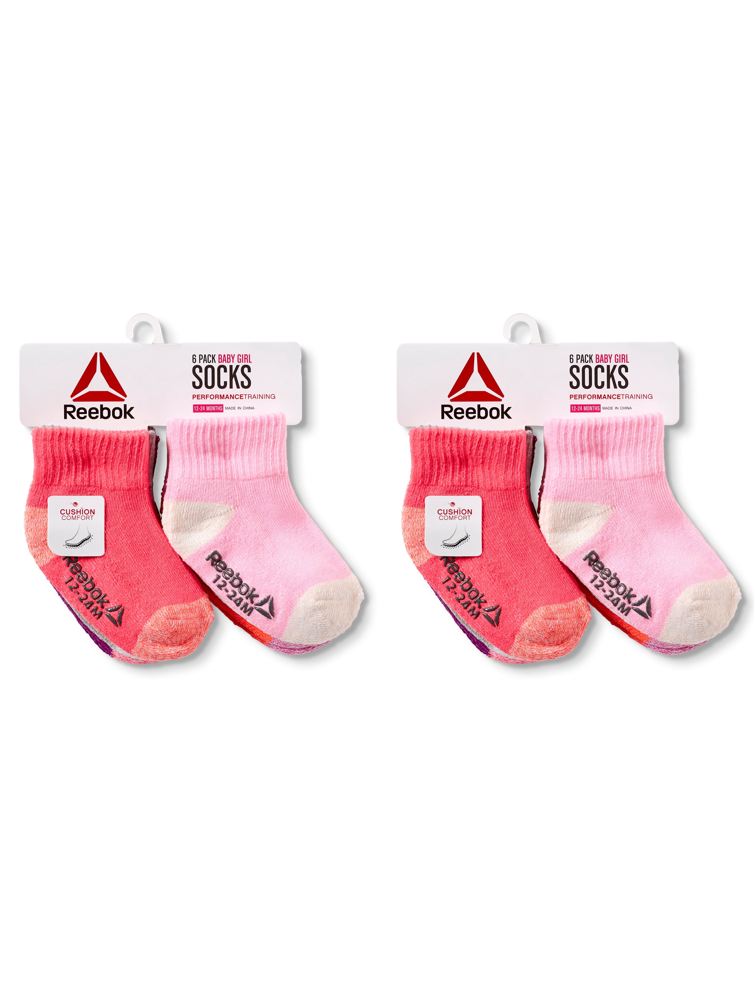 Reebok Baby and Toddler Girl Socks, 12-Pack, Sizes 12M-4T