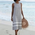 thumbnail image 2 of Sentmoon Robes Tropicales pour Femmes Été 2026 Imprimé Rayé Sans Manches Col Rond Robes de Cocktail pour Femmes Coupe Régulière pour Détente et Détente Gris TTTG, 2 of 8