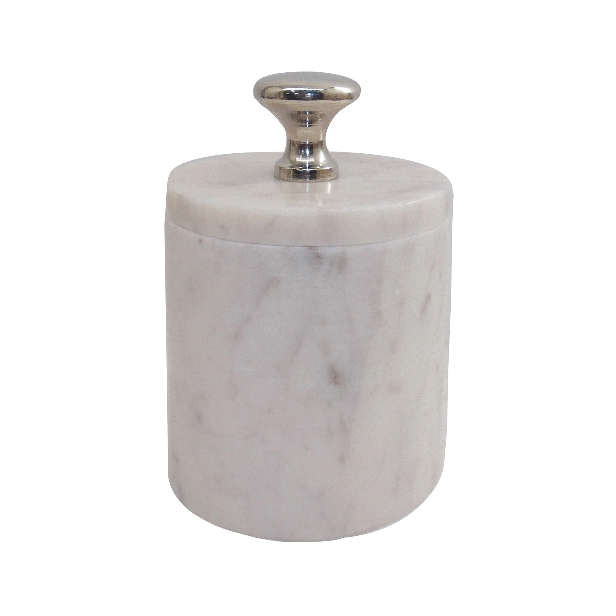 Marble Constructed Jar with Lid, Large, White