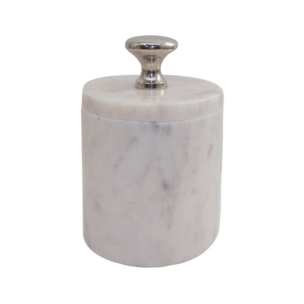 Marble Constructed Jar with Lid, Large, White