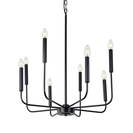 

Briignite 8-Light Matte Black Finish Chandelier Rustic Farmhouse Candle Dining Room Light Fixture Hanging for Kitchen Island Foyer Living Room Bedroom