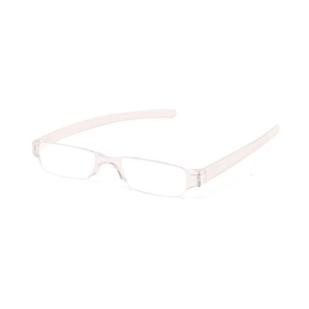 3 Pairs of Portable Small Rectangle White Reading Glasses 3.50 With Pen Holder for Women and Men, Plastic Light Weight Readers +3.50