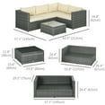 thumbnail image 3 of Outsunny 3 Pieces Garden Rattan Furniture Set with Cushions, Beige, 3 of 10