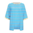 thumbnail image 5 of Tfken Women Tshirts For Summer Crew Neck Half Sleeve Stripe Tops Trendy Daily Wear Female Leisure Shirts Blue, 5 of 6