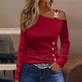 thumbnail image 2 of Giftesty Womens Shirts Women's Fashion Casual One Shoulder Drop Shoulder Long Sleeve Pullover Long Sleeve Top, 2 of 6