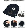 thumbnail image 4 of Bluetooth Beanie Hat with Light, Unisex USB Rechargeable LED Headlamp Cap with Headphones, Built-in Speakers & Mic Winter Knitted Night Lighted Music Hat, Christmas Gifts for Men Him Husband (Blue), 4 of 13