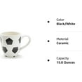 thumbnail image 2 of Ceramic Soccer Ball Design Sports Coffee Tea Mug with Handle Great Gift Idea for Coaches, Soccer Fans, Soccer Players - Black/White, 15 Oz, 2 of 2