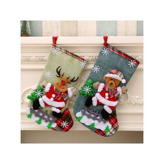Large Christmas Stocking Gift Holders Xmas Party Candy Socks Fireplace Decor