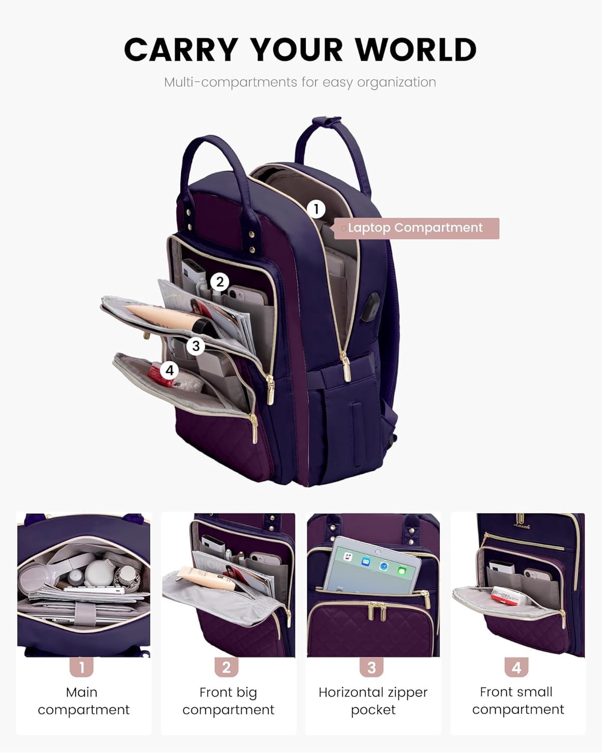 Lovevook Laptop Backpack Purses for Women,Nurse Teacher College Work Study Commuter Bag with 15.6 inch Laptop Compartment,Lightweight Travel Casual Daypacks With USB Port