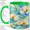 Green, variant on White Blossom Coffee Mug, Stained Glass Floral Art, Calm Daily Tea Sips