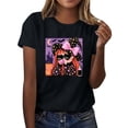 thumbnail image 2 of Yeaiivve Halloween T Shirts for Women Cartoon Witch Printed Short Sleeve Tops Dressy Casual Loose Fit Tunic Tees Crewneck Novelty Blouse S, 2 of 8