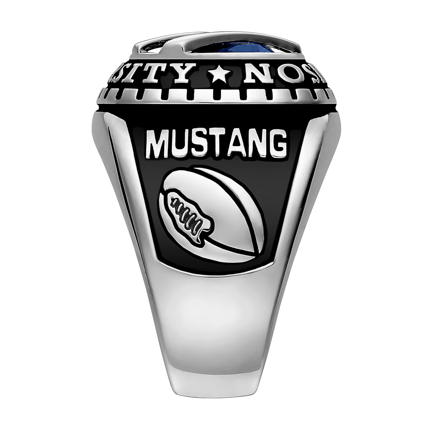 Order Now for 2025 Graduation, Freestyle Men's Silver Birthstone with Diagonal Bridge Class Ring, Personalized, High School or College Graduation