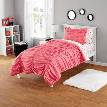 Your Zone Ruched Polyester Microfiber Mini Comforter Set