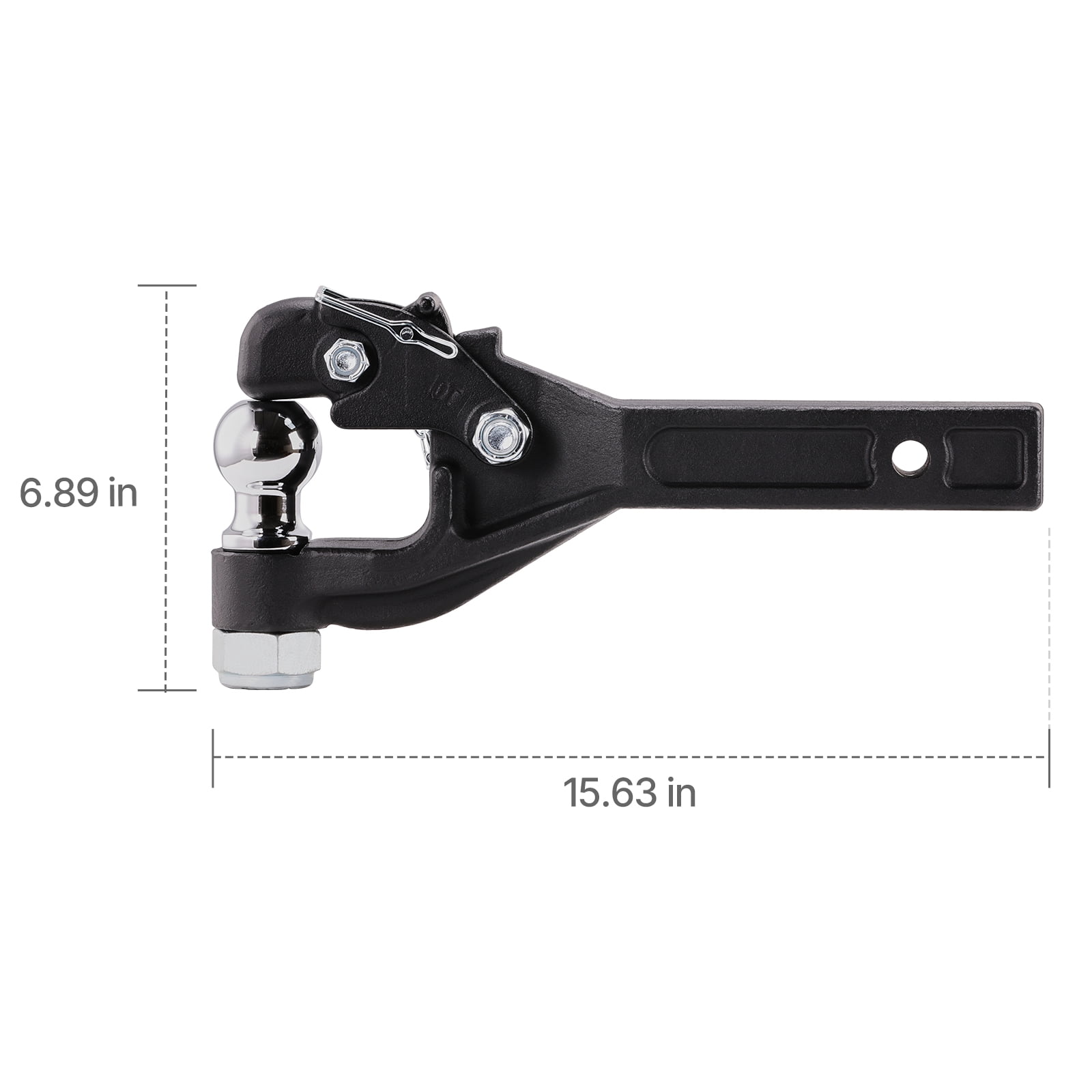 KFFKFF Pintle Hook, Capable of Towing 16000 lbs, Suitable for 2-inch Military Receiver Hitch Hook, Combined with 2-inch Hitch Ball, Compatible with 2.5 to 3-inch Lunette Ring, Black Coat Finish