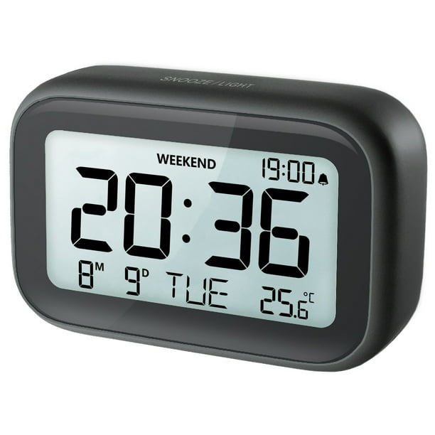 VOCOO Digital Alarm Clock with Date and Temperature, Battery Operated 3