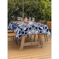 thumbnail image 3 of Outdoor Tablecloth with Umbrella Hole for Patio/Picnic/Party/Camping, Navy Blue Geometric Waterproof Table Cloth Rectangle Table Cover Washable, Vintage Abstract Art (54"x 80"), 3 of 8